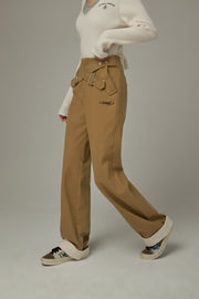 Criss Cross Belt Roll-Up Wide Pants