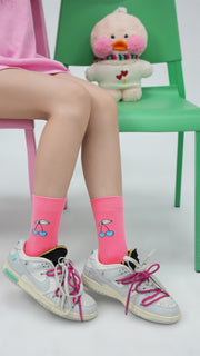 Color Two Toned Cherry High Socks