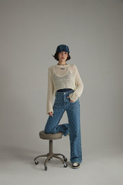 Vintage Argyle Pattern Wide Denim Jeans