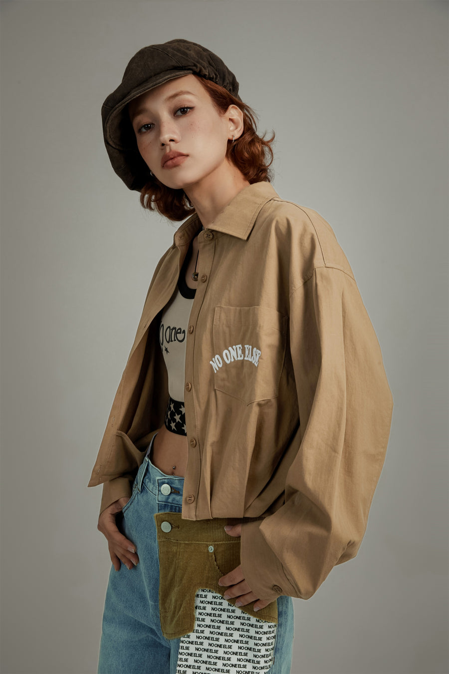 CHUU Embroidered Pocket Long Sleeve Shirt