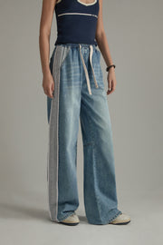 Elastic Waist Casual String Denim Jeans