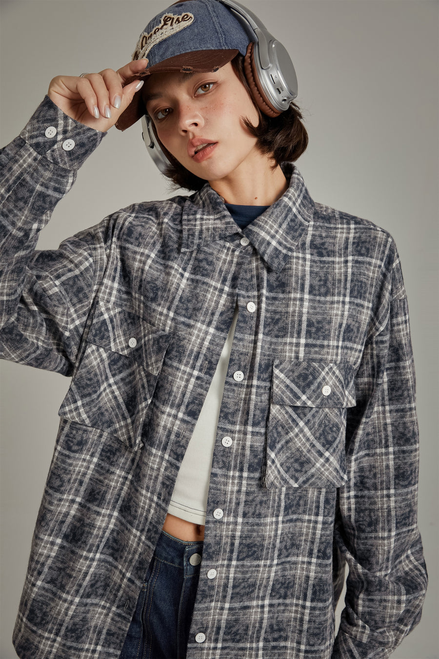 CHUU Back Design Loose Fit Check Shirt