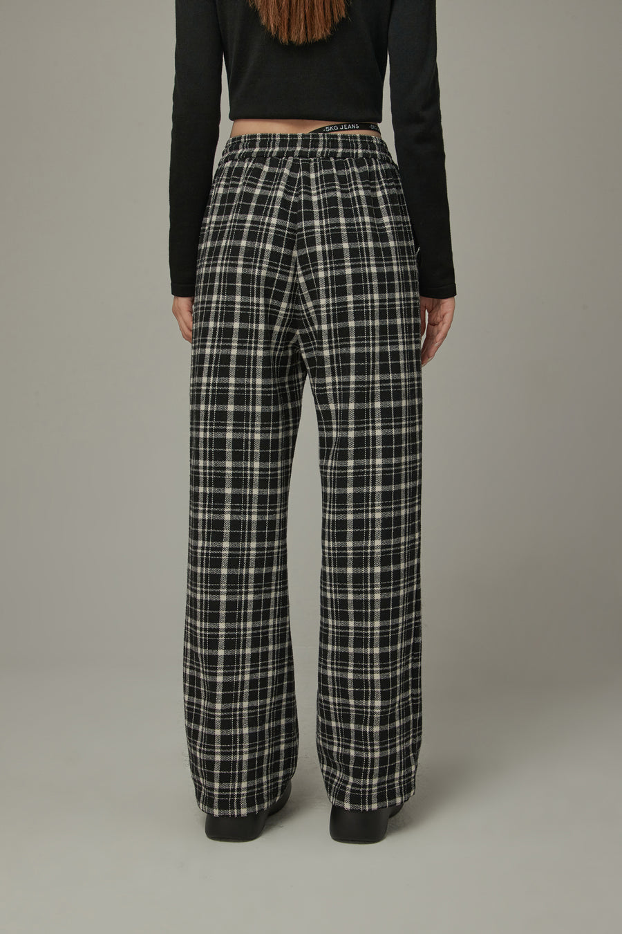 CHUU Check Drawstring Casual Pants