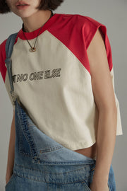 Colorblocked Loose-Fitting Sleeveless Boxy T-Shirt