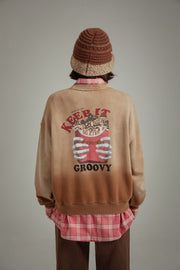 Groovy Printed Mushrooms Boxy Sweatshirt