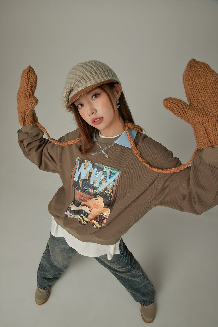 CHUU Why Teddy Bear Sweatshirt