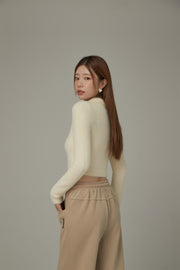 Polo Neck Crop Knit Top