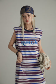 Striped Noe Center Logo Sleeveless T-Shirt Dress