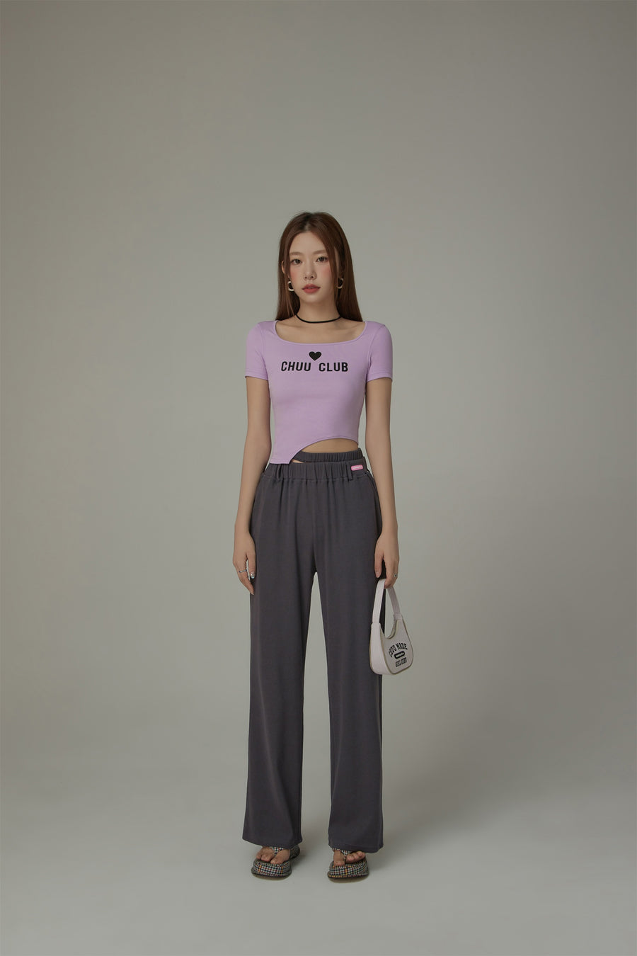 CHUU Banding Loose Fit Slit Daily Pants