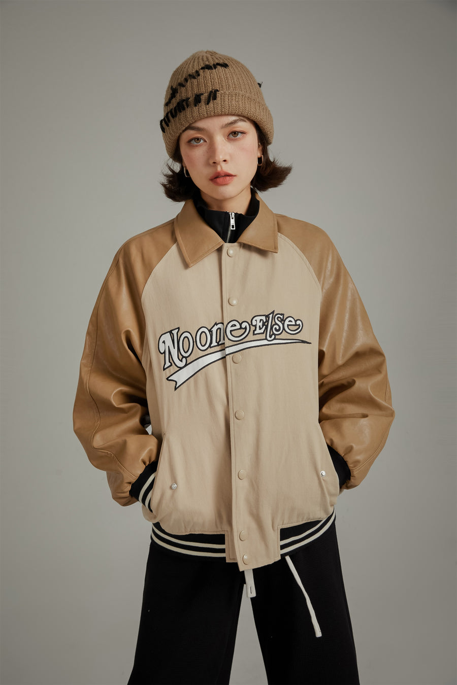 CHUU Logo Multi Color Varsity Leather Jacket