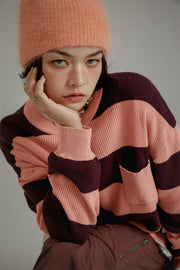 Color Pocket Stripe Knit Sweater