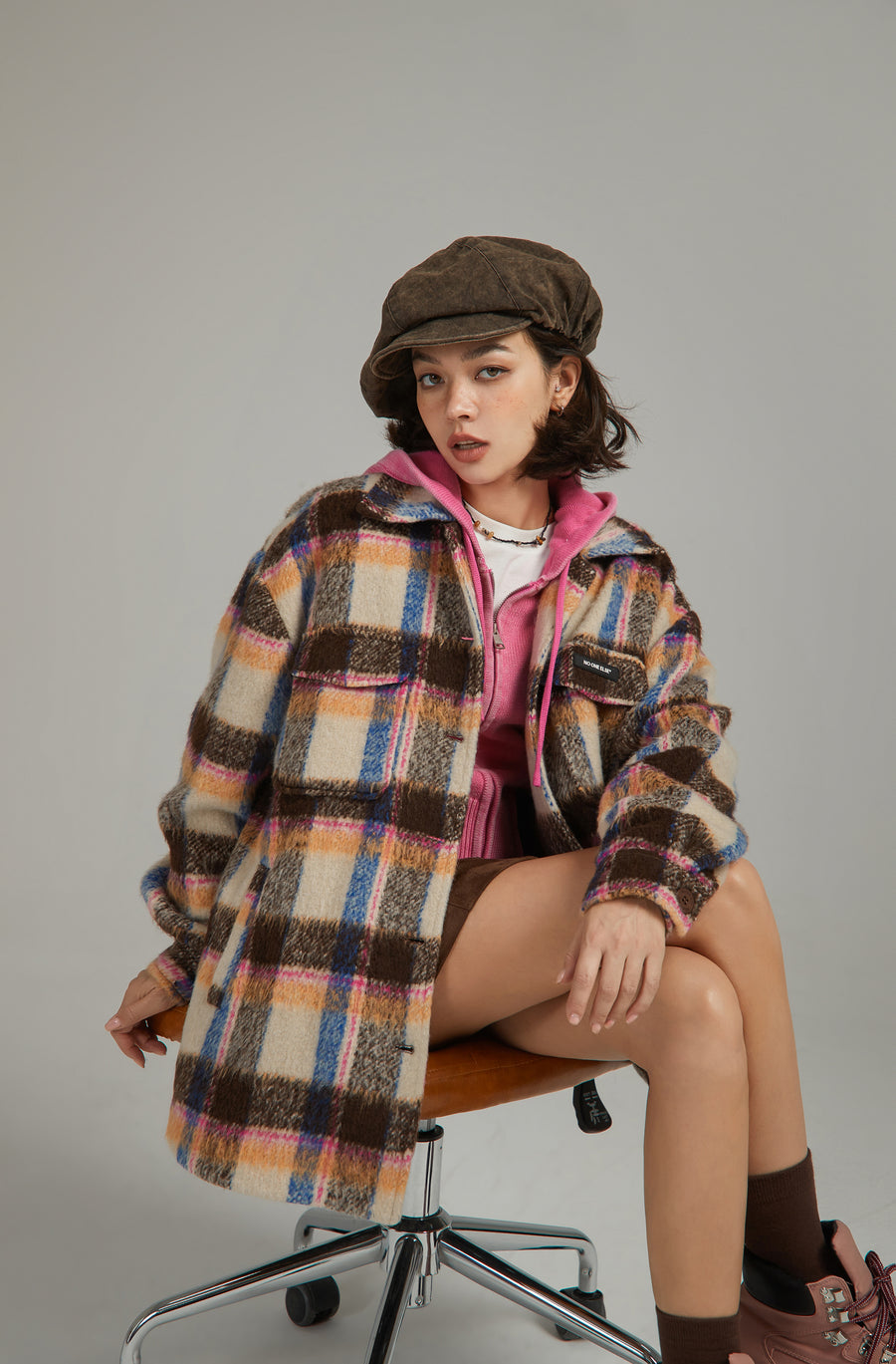 CHUU Multi Color Check Loose Fit Shacket