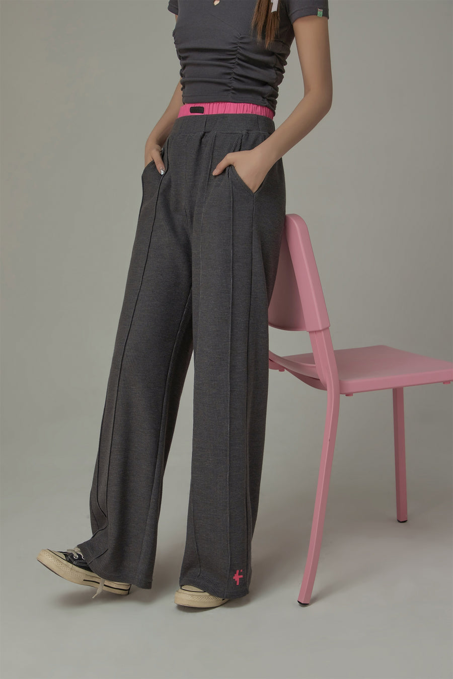 CHUU Wide Double Banding Loose Fit Pants