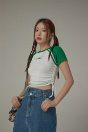 Chuu Cherry String Colorblocked Short Sleeve T-Shirt