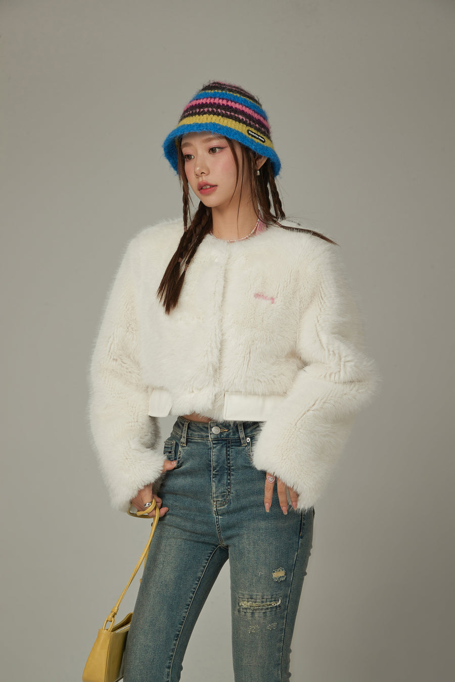 CHUU Faux Fur Crop Jacket