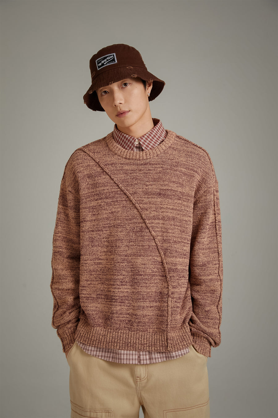 CHUU Diagonal Boxy Knit Sweater