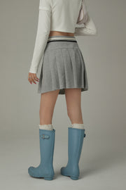 Color Line Pleated Sporty Mini Skirt