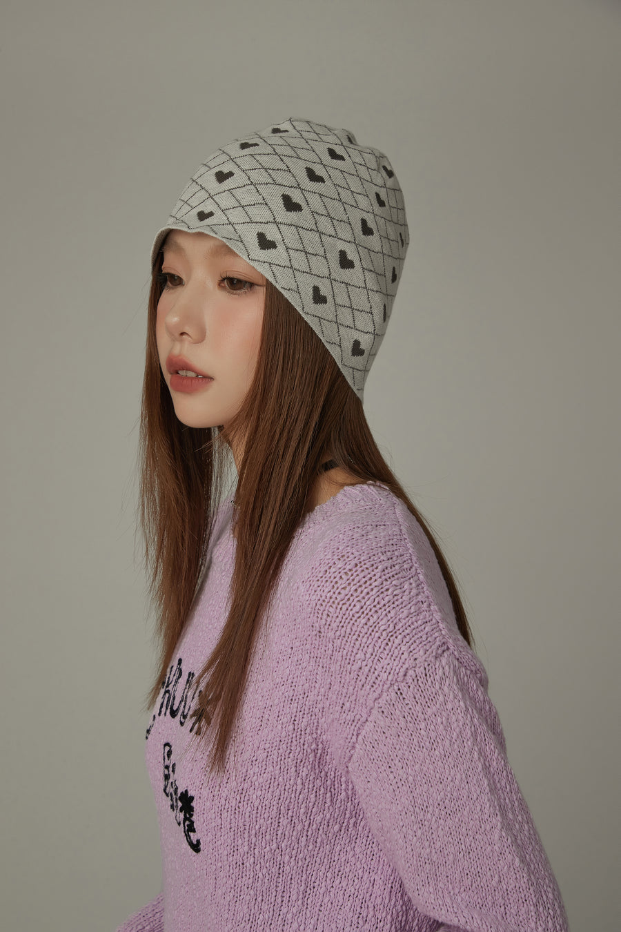 CHUU Argyle Heart Beanie