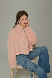 Color Fur Crop Jacket