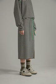 Slit Stripe Long Skirt