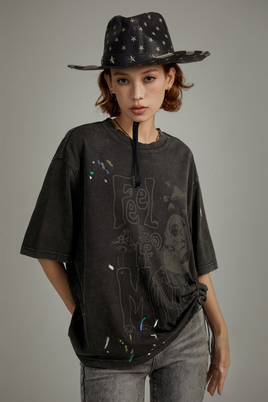 CHUU Vintage Drawstring Loose Fit T-Shirt