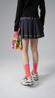 Striped Knit Logo High Socks