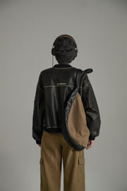 Lined Leather Boxy Jacket