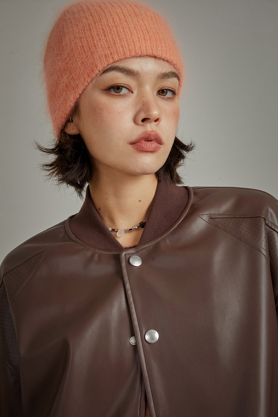 CHUU Color Varsity Leather Jacket