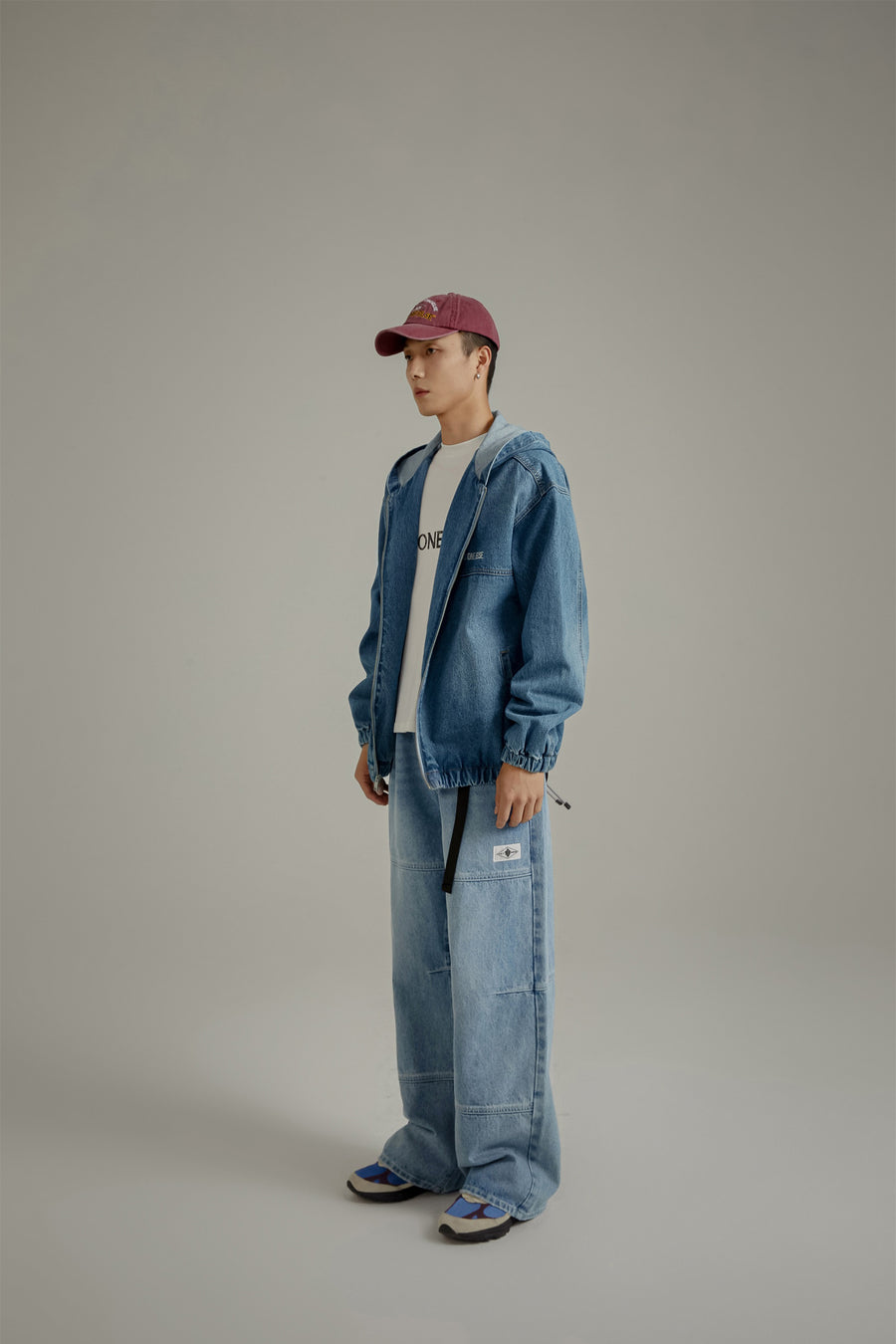 CHUU Elastic Waist Washed Wide Denim Jeans