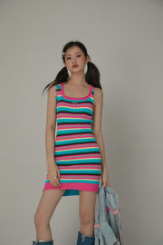 Rainbow Sleeveless Slim Dress