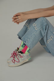 Trendy Contrasting Colors?Made By Chuu Letter High Socks