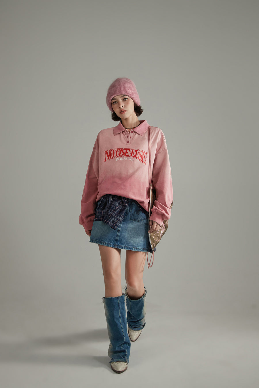 CHUU Polo Neck Boxy Sweatshirt