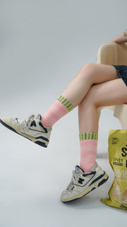 Logo Colorful Macaron High Socks