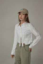 Point Pocket Semi Cropt Shirt