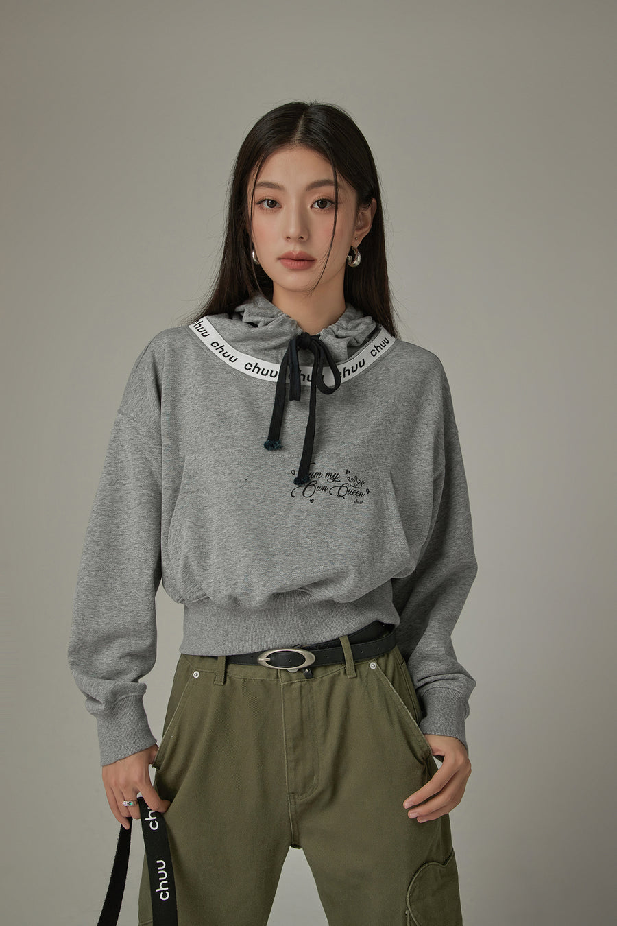 CHUU Logo Lettering Big Pocket Loose Fit Hoodie