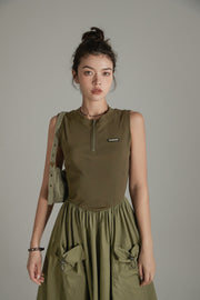 Sleeveless Cargo Pockets Dress