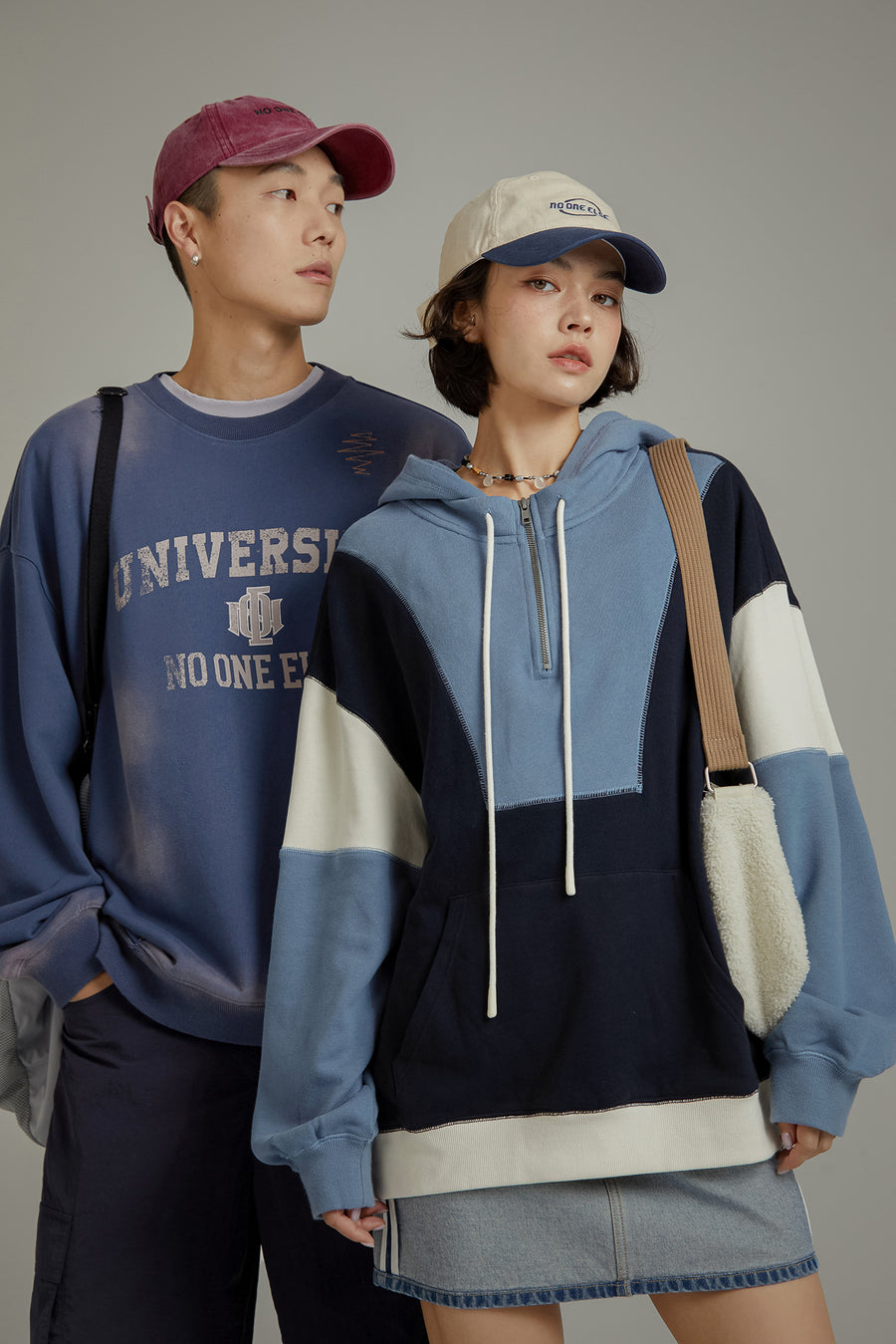 CHUU Half Zip-Up Color Hoodie