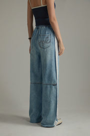 Elastic Waist Casual String Denim Jeans