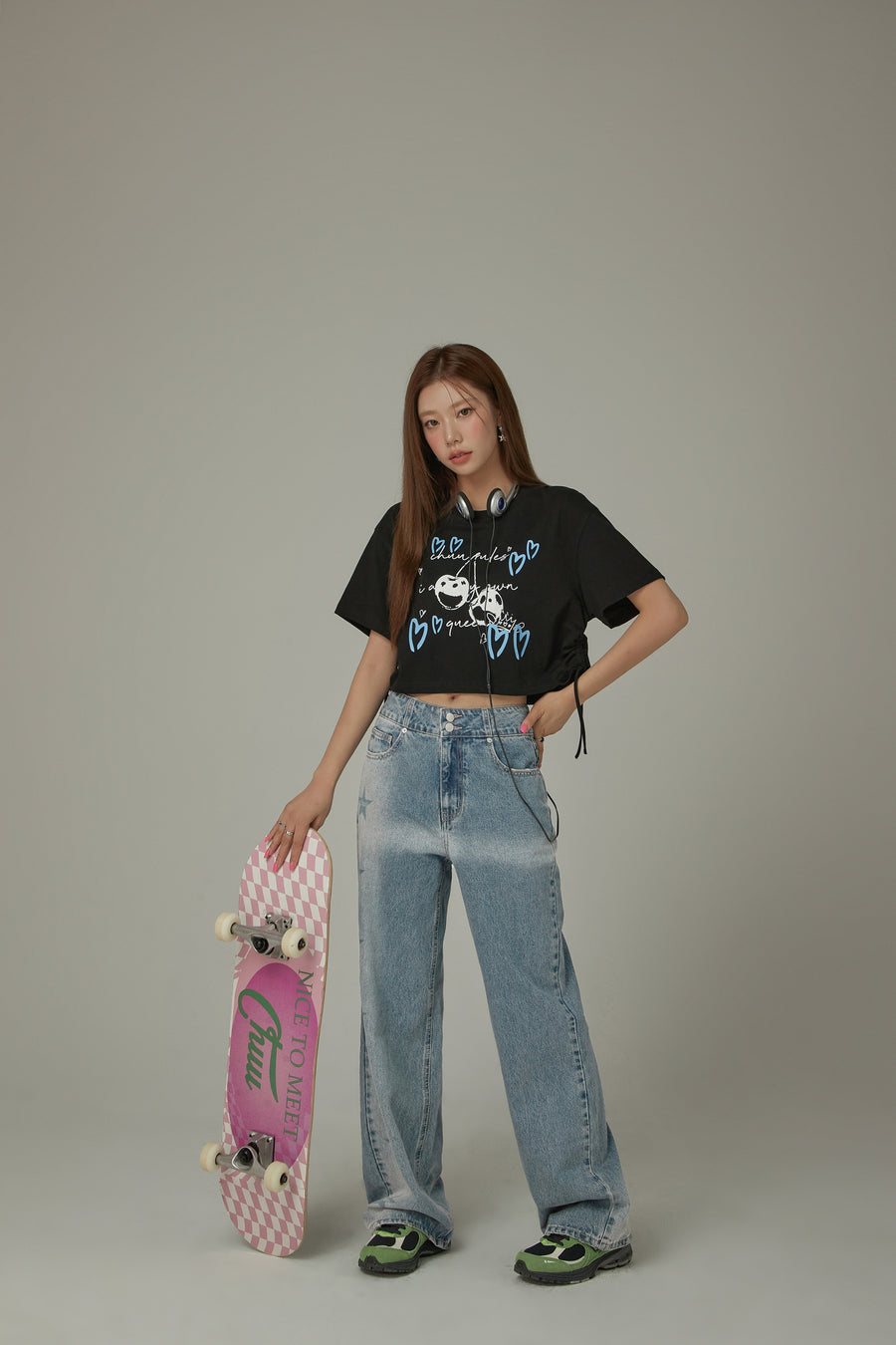 CHUU Heart Cherry Boxy Crop Loosefit T-Shirt