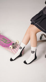 Logo Two Toned Knit High Socks