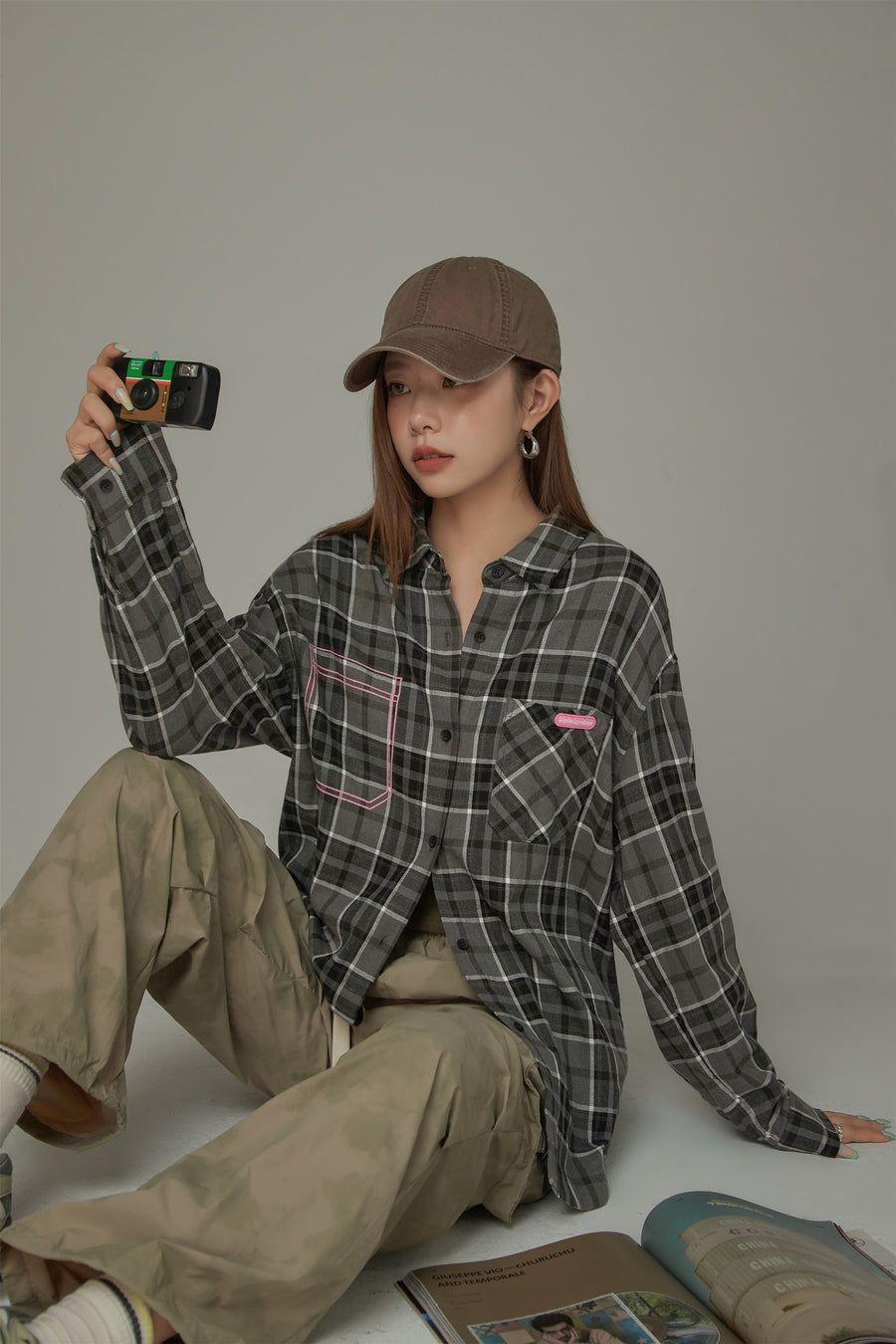 CHUU Checked Loose Fit Long Sleeve Shirt