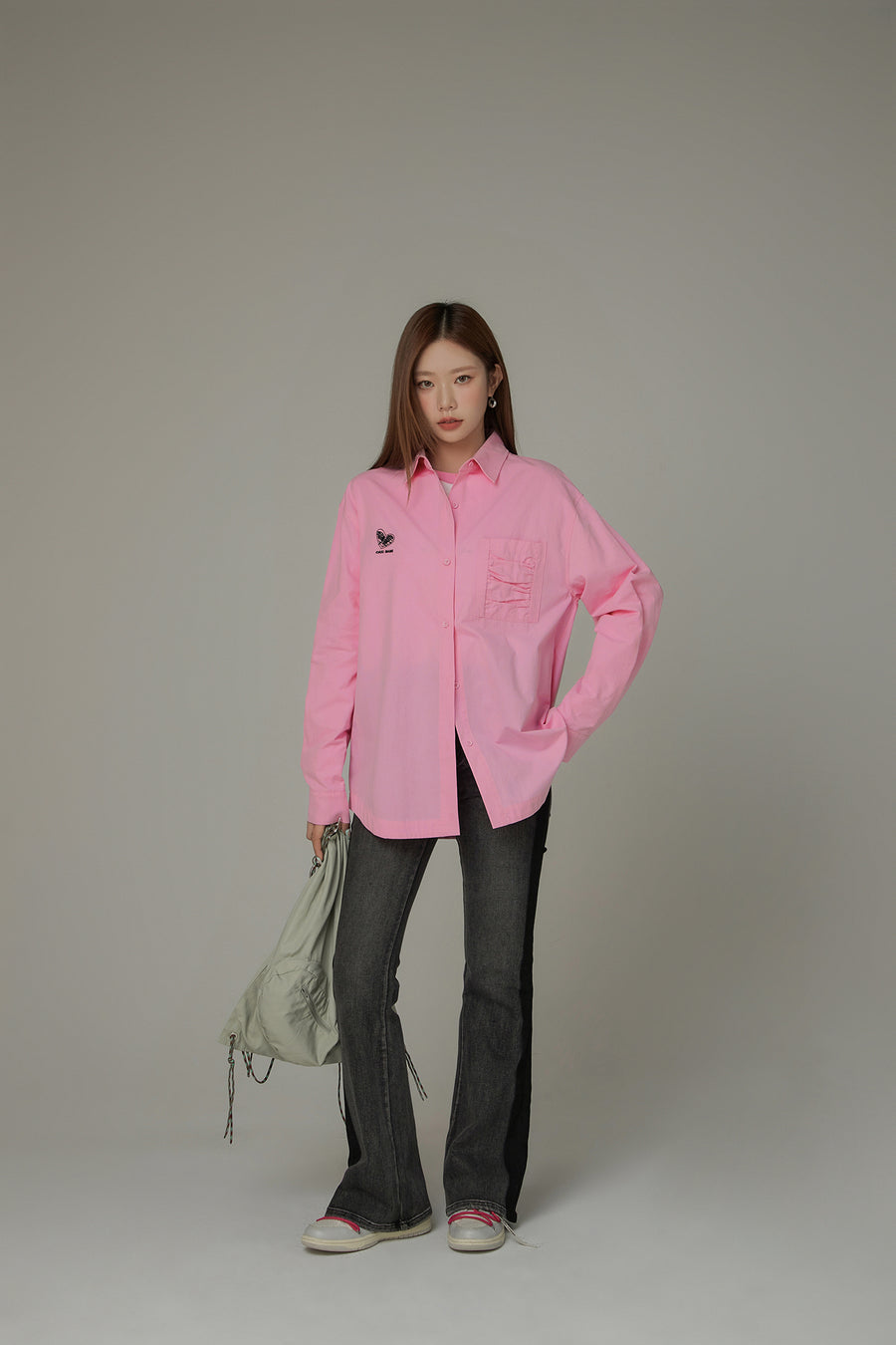 CHUU Heart Loose Fit Color Long Sleeve Shirt