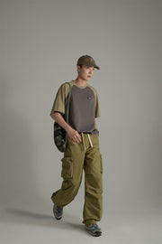 Casual Drawstring Wide Cargo Pants