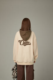 Fleece Color Combination Hoodie