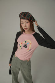 Character Pixel Stars Color Long Sleeve T-Shirt