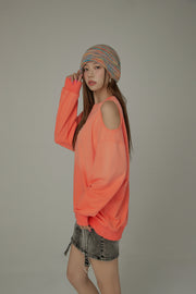 One Shoulder Cutout Oversized Sweatshirt