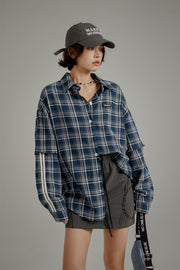 Retro Check Stitching Long Sleeve Shirt