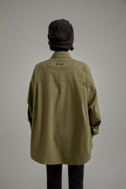 Solid Color Pocket Oversized Long Sleeve Shirt