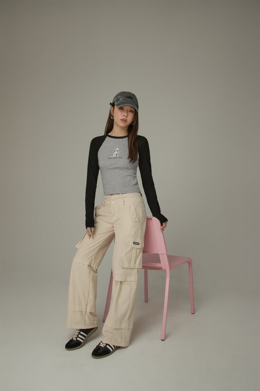 CHUU Cargo Wide High Waist Pocket Loose Casual Pants