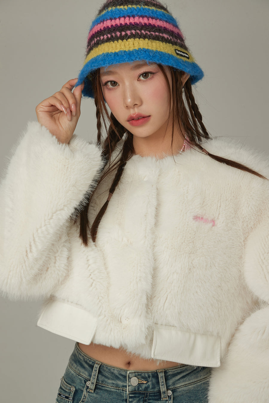 CHUU Faux Fur Crop Jacket